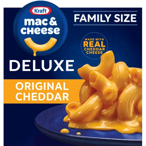 Kraft Deluxe Original Cheddar Mac N Cheese Dinner Family Size, 24 oz Box, Shelf-Stable