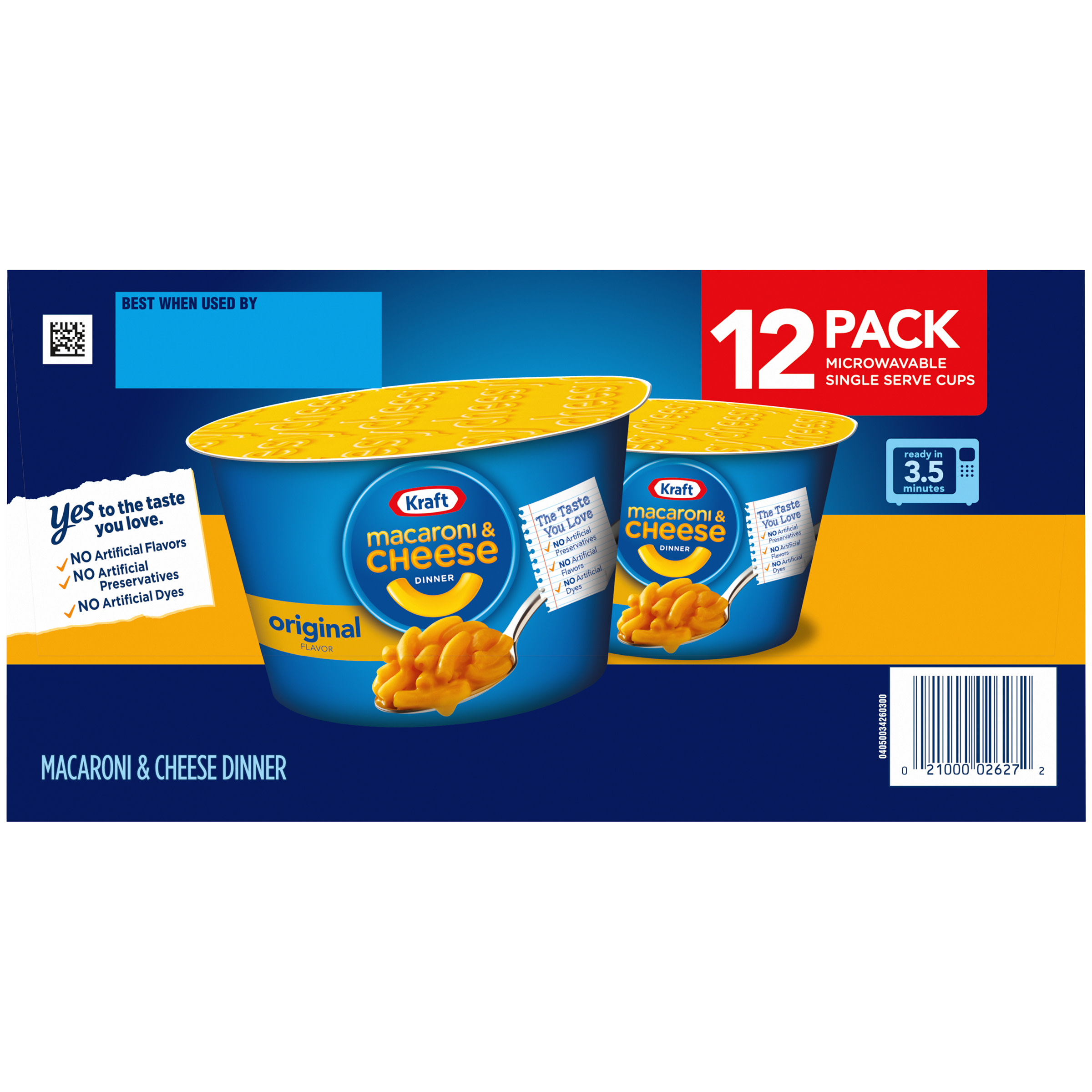Kraft Original Macaroni & Cheese Easy Microwavable Dinner, 12 ct Box, 2.05 oz Cups thumbnail 2