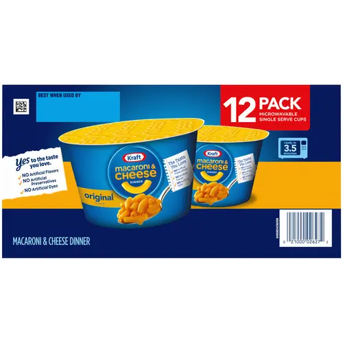 Kraft Original Macaroni & Cheese Easy Microwavable Dinner, 12 ct Box, 2.05 oz Cups thumbnail 2