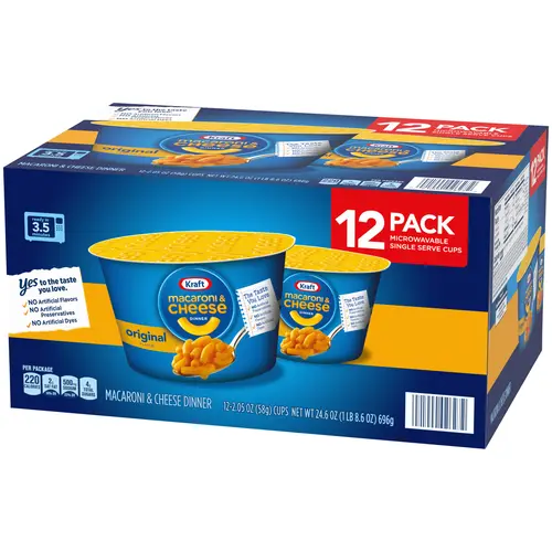 Kraft Original Macaroni & Cheese Easy Microwavable Dinner, 12 ct Box, 2.05 oz Cups thumbnail 4
