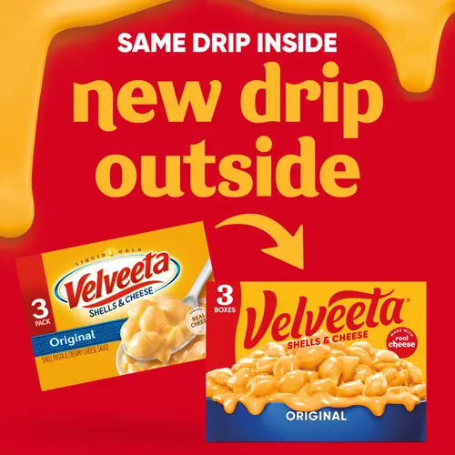 Velveeta Shells and Cheese Original Mac N Cheese Dinner, 3 ct Pack, 12 oz Boxes, Shelf-Stable thumbnail 2