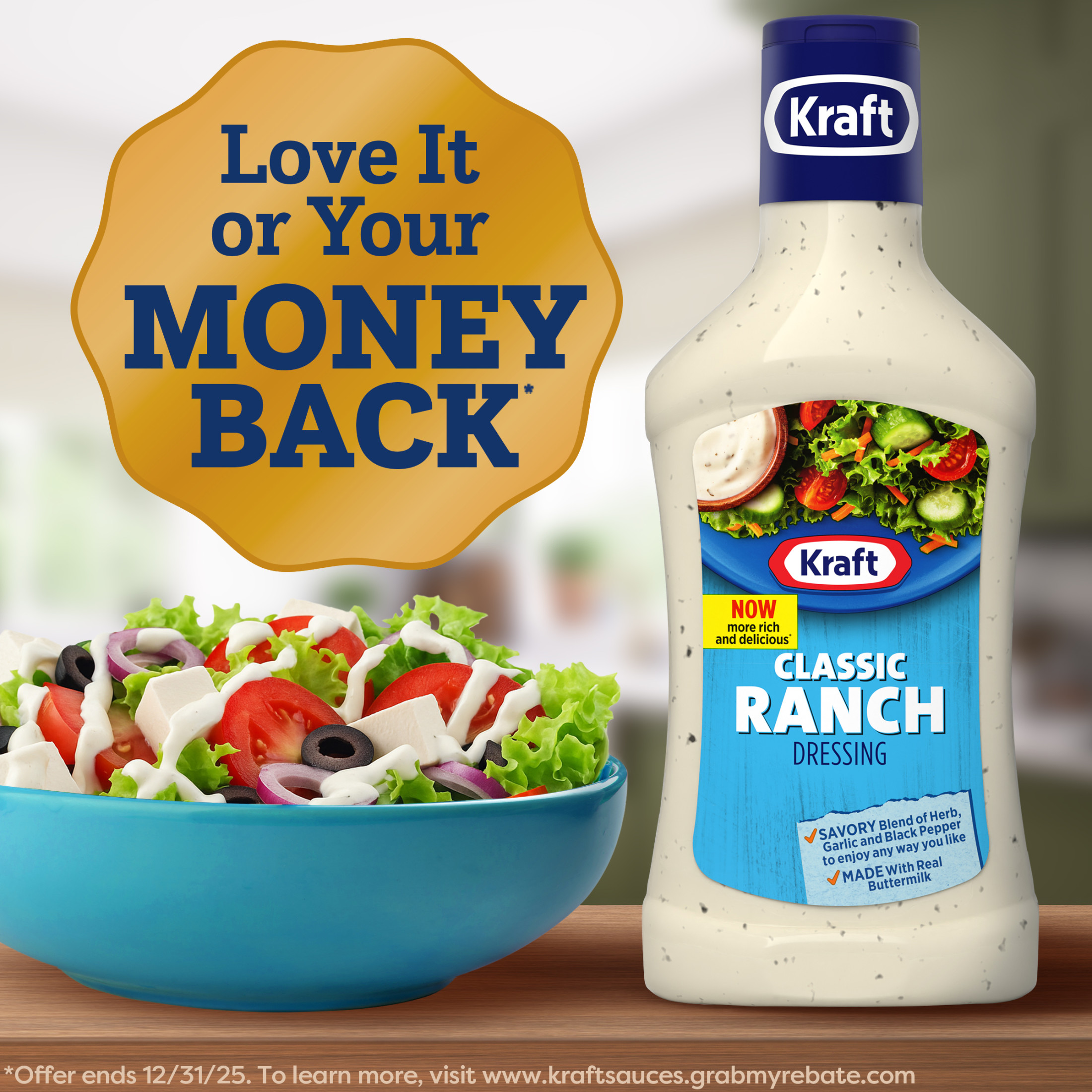Kraft Classic Ranch Dressing, 16 fl oz Bottle thumbnail 2