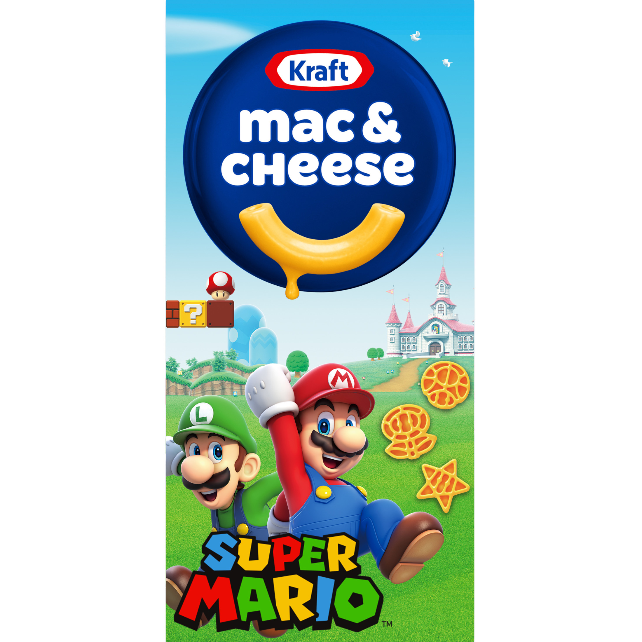 Kraft Mac N Cheese Dinner with Super Mario Power-Up Pasta Shapes, 5.5 oz Box, Shelf-Stable