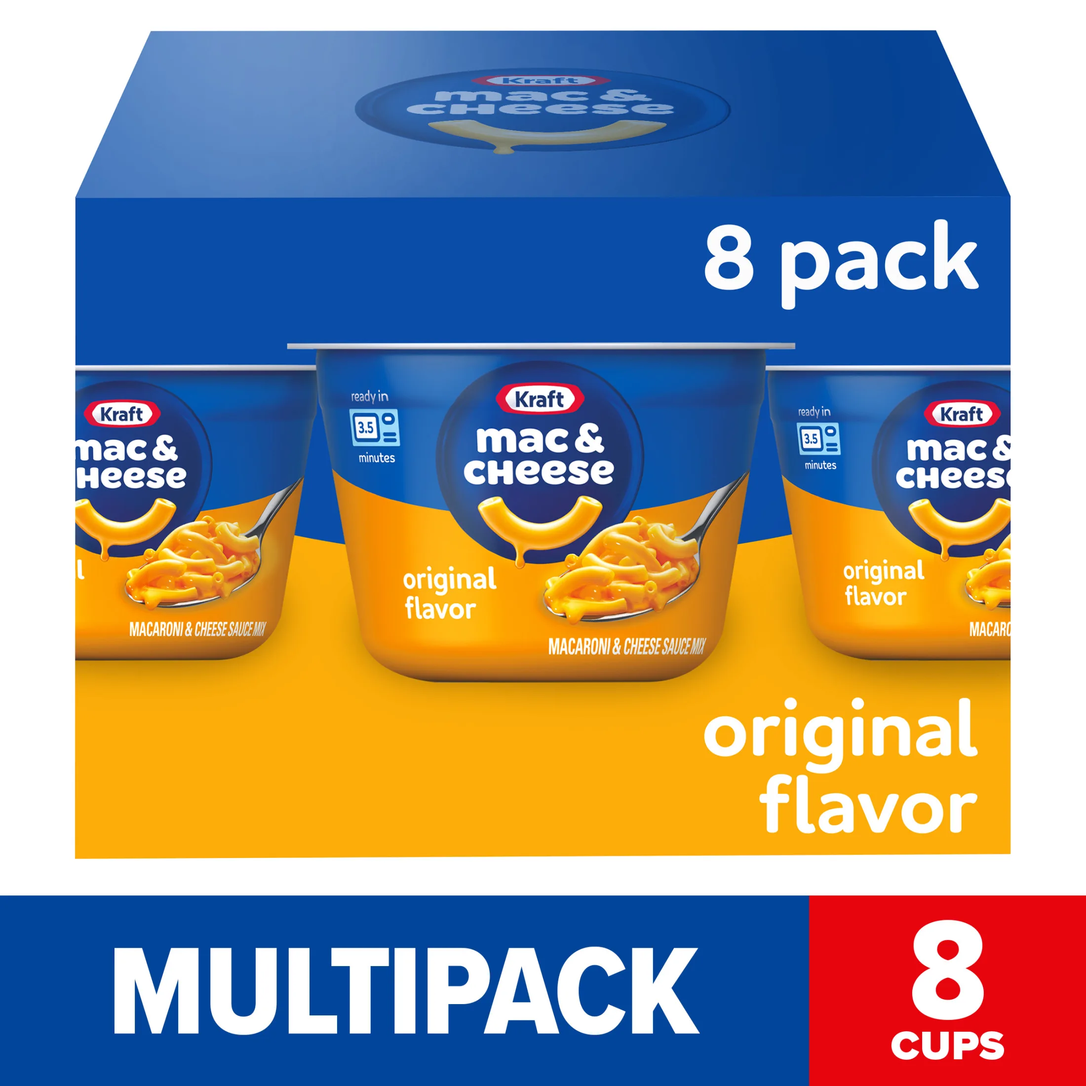 Kraft Original Mac N Cheese Cups Easy Microwavable Dinner, 8 ct Box, 2.05 oz Cups, Shelf-Stable