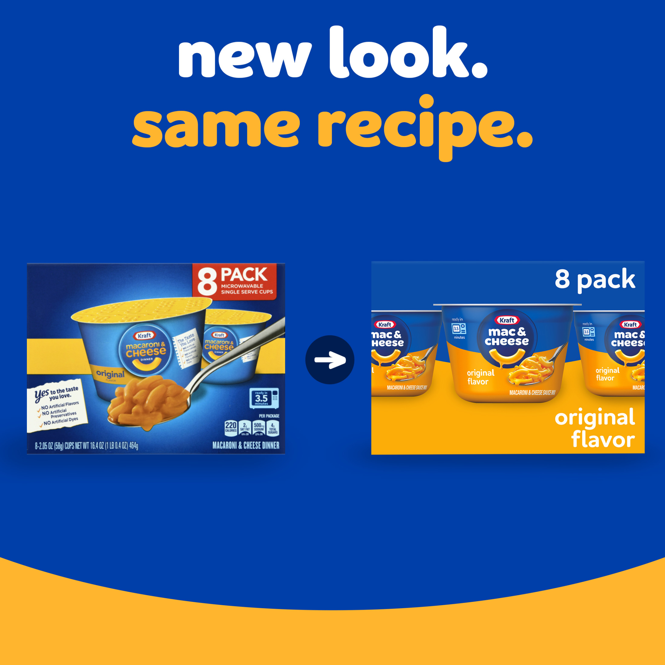 Kraft Original Mac N Cheese Cups Easy Microwavable Dinner, 8 ct Box, 2.05 oz Cups, Shelf-Stable thumbnail 2