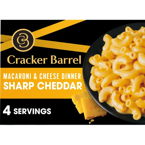 Cracker Barrel Sharp Cheddar Mac N Cheese Macaroni and Cheese Dinner, 14 oz Box, Shelf-Stable
