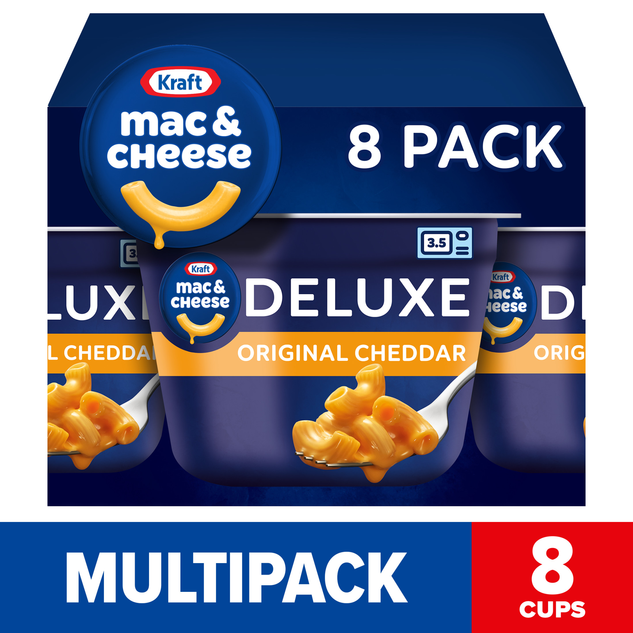 Kraft Deluxe Shelf Stable Original Mac N Cheese Microwaveable, 8 Ct Box, 2.39 oz Cups, Shelf-Stable