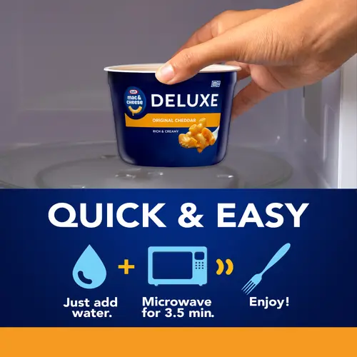 Kraft Deluxe Shelf Stable Original Mac N Cheese Microwaveable, 8 Ct Box, 2.39 oz Cups, Shelf-Stable thumbnail 2