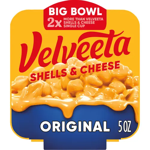 Velveeta Original Mac N Cheese Cups Easy Microwavable Big Bowl Dinner, 5 oz Tray, Shelf-Stable