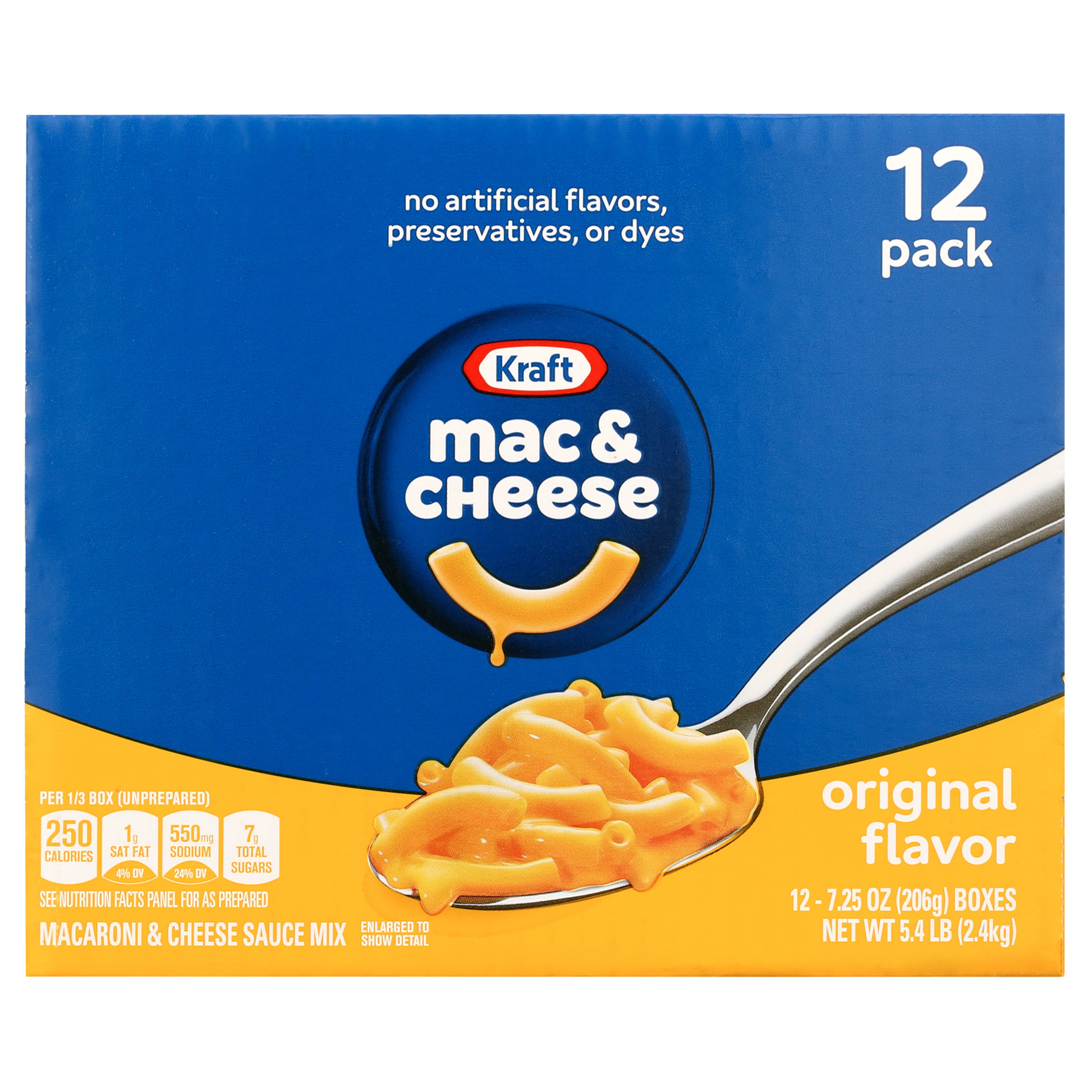 Kraft Original Mac & Cheese Macaroni and Cheese Dinner, 12 ct Pack, 7.25 oz Boxes