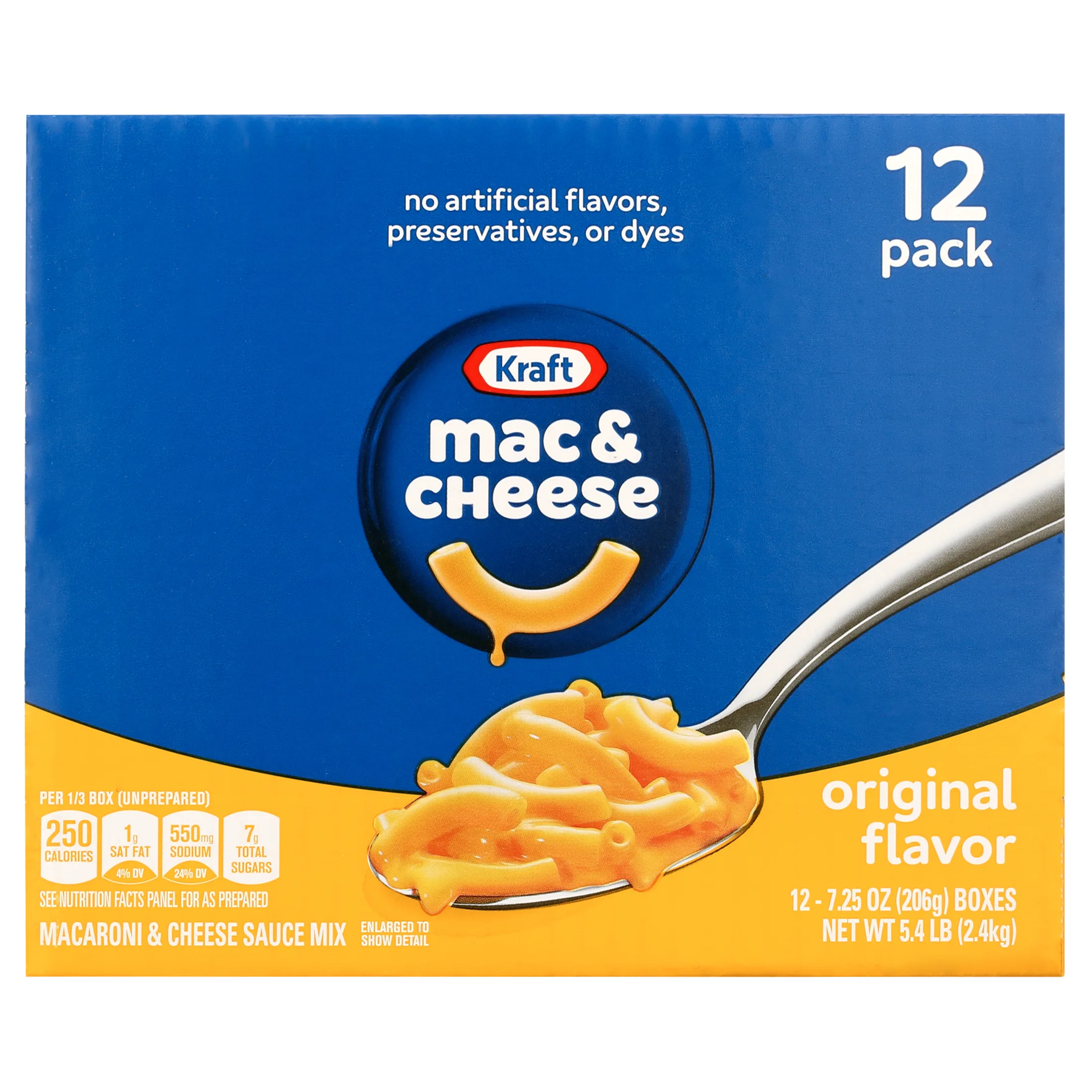 Kraft Original Mac & Cheese Macaroni and Cheese Dinner, 12 ct Pack, 7.25 oz Boxes