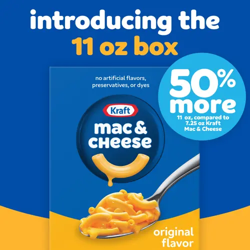 Kraft Original Mac & Cheese Macaroni and Cheese Dinner, 11 oz Box, Shelf-Stable thumbnail 2