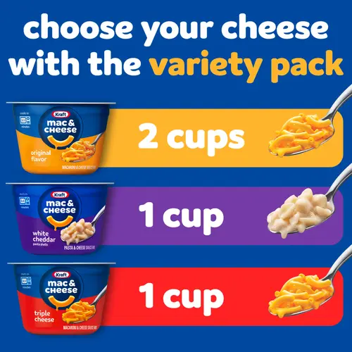 Kraft Mac & Cheese Macaroni and Cheese Dinner 4 Cup Variety Pack, 8.1 oz Box, Shelf-Stable thumbnail 4