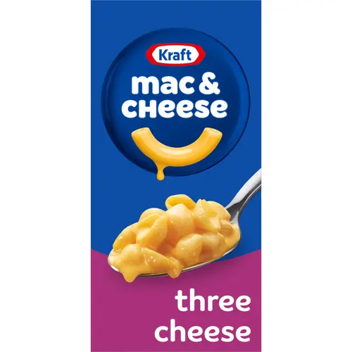 Kraft Three Cheese Mac N Cheese Dinner with Mini-Shell Pasta, 7.25 oz Box, Shelf-Stable