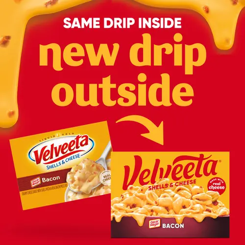 Velveeta Shells and Cheese Bacon Mac N Cheese Dinner, 10.3 oz Box, Shelf-Stable thumbnail 2