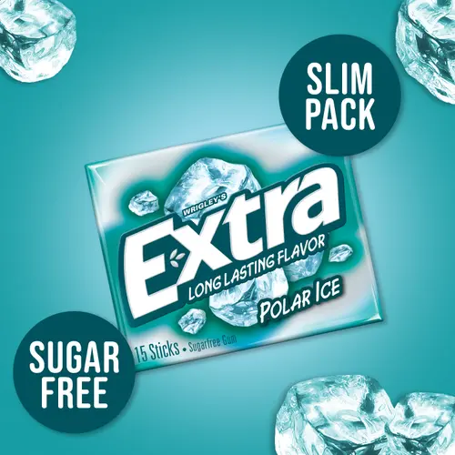 Extra Gum Polar Ice Sugar Free Chewing Gum, Single Pack - 15 Sticks thumbnail 3