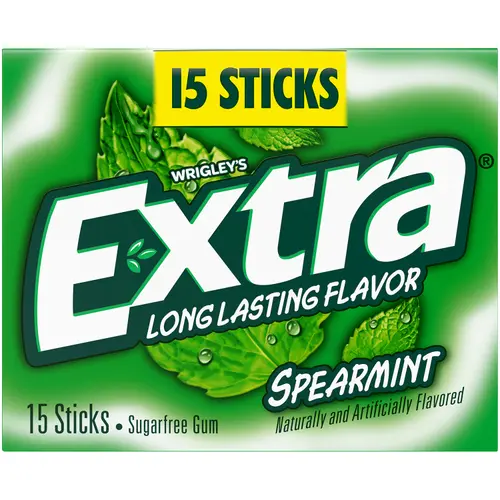 Extra Gum Spearmint Sugar Free Chewing Gum, Single Pack - 15 Pieces