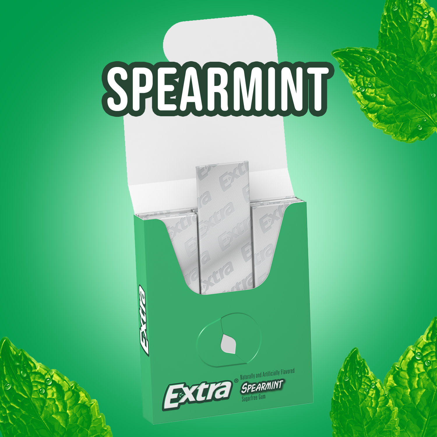 Extra Gum Spearmint Sugar Free Chewing Gum, Single Pack - 15 Pieces thumbnail 3