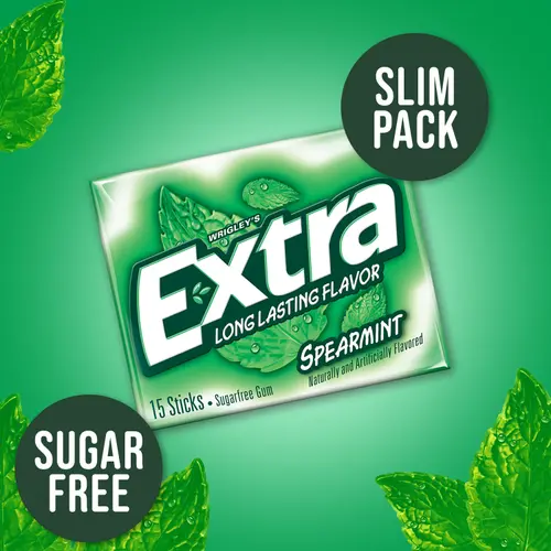 Extra Gum Spearmint Sugar Free Chewing Gum, Single Pack - 15 Pieces thumbnail 4