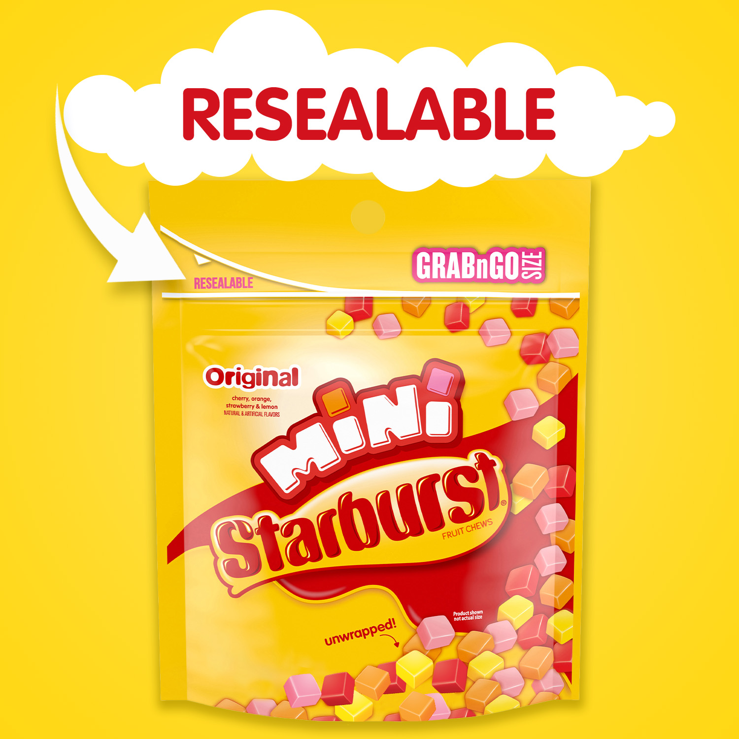 Starburst Mini Original Fruit Chews Summer Candy, Grab-N-Go - 8 oz Bag thumbnail 3