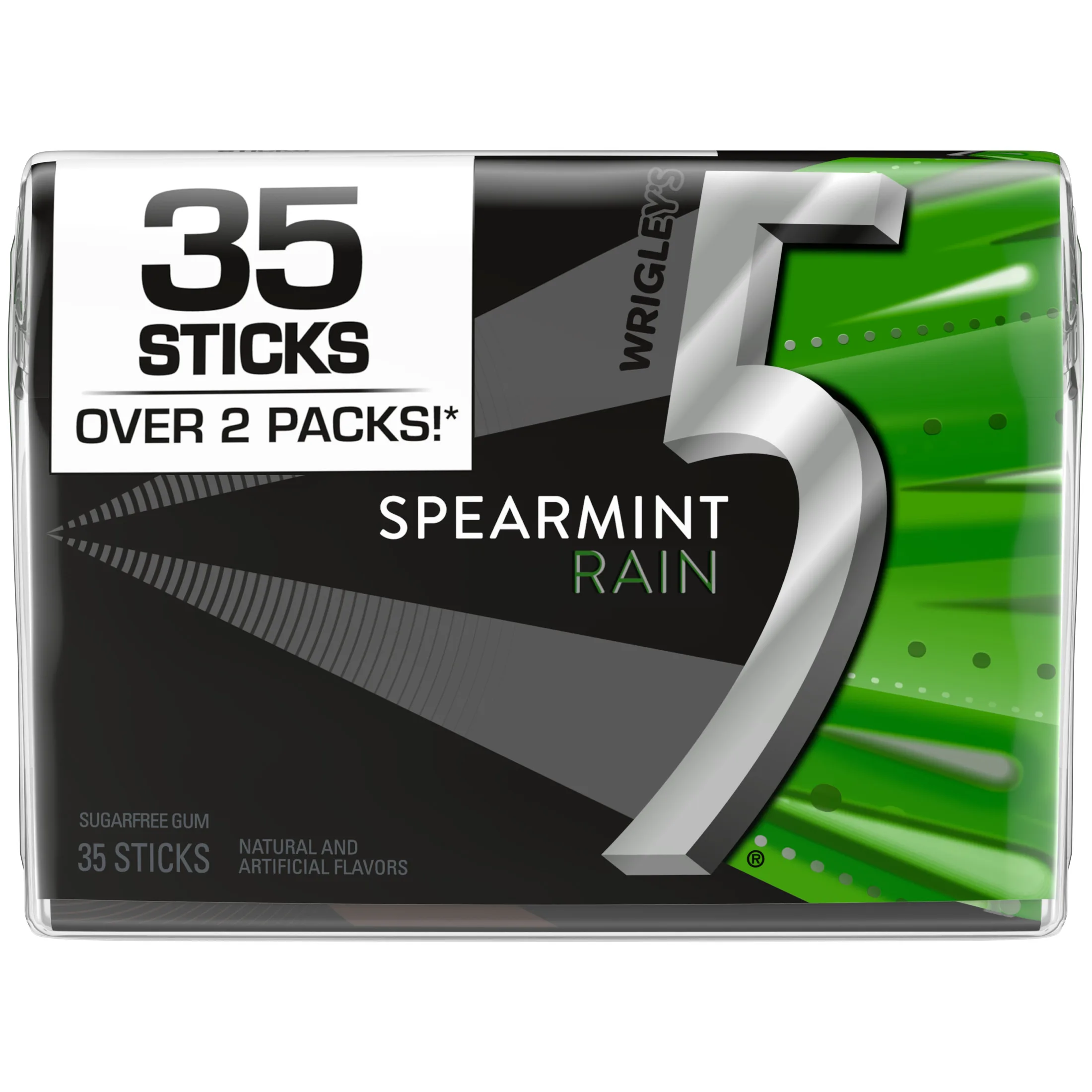 5 Gum Spearmint Rain Sugar Free Chewing Gum - 35 Stick Pack