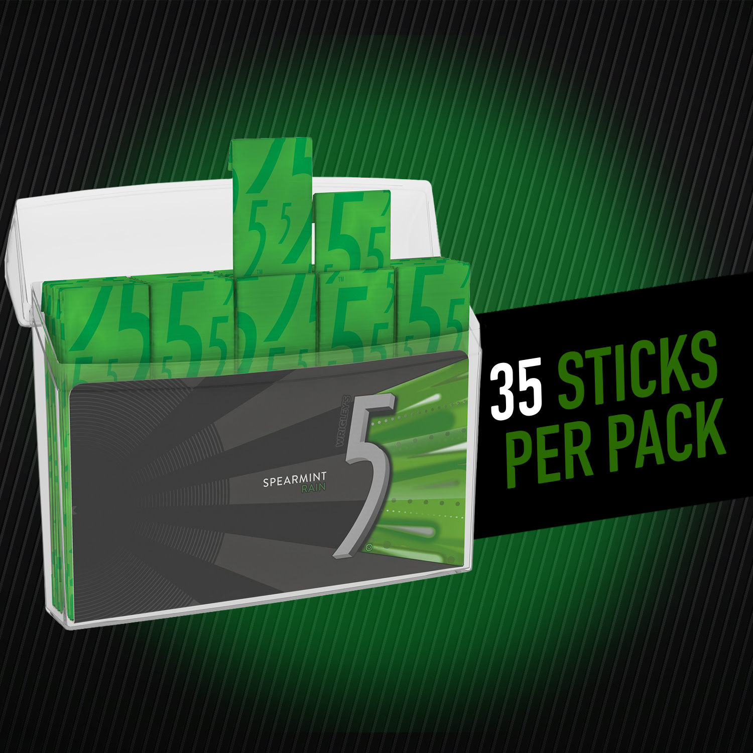5 Gum Spearmint Rain Sugar Free Chewing Gum - 35 Stick Pack thumbnail 3