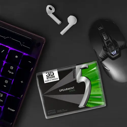 5 Gum Spearmint Rain Sugar Free Chewing Gum - 35 Stick Pack thumbnail 4