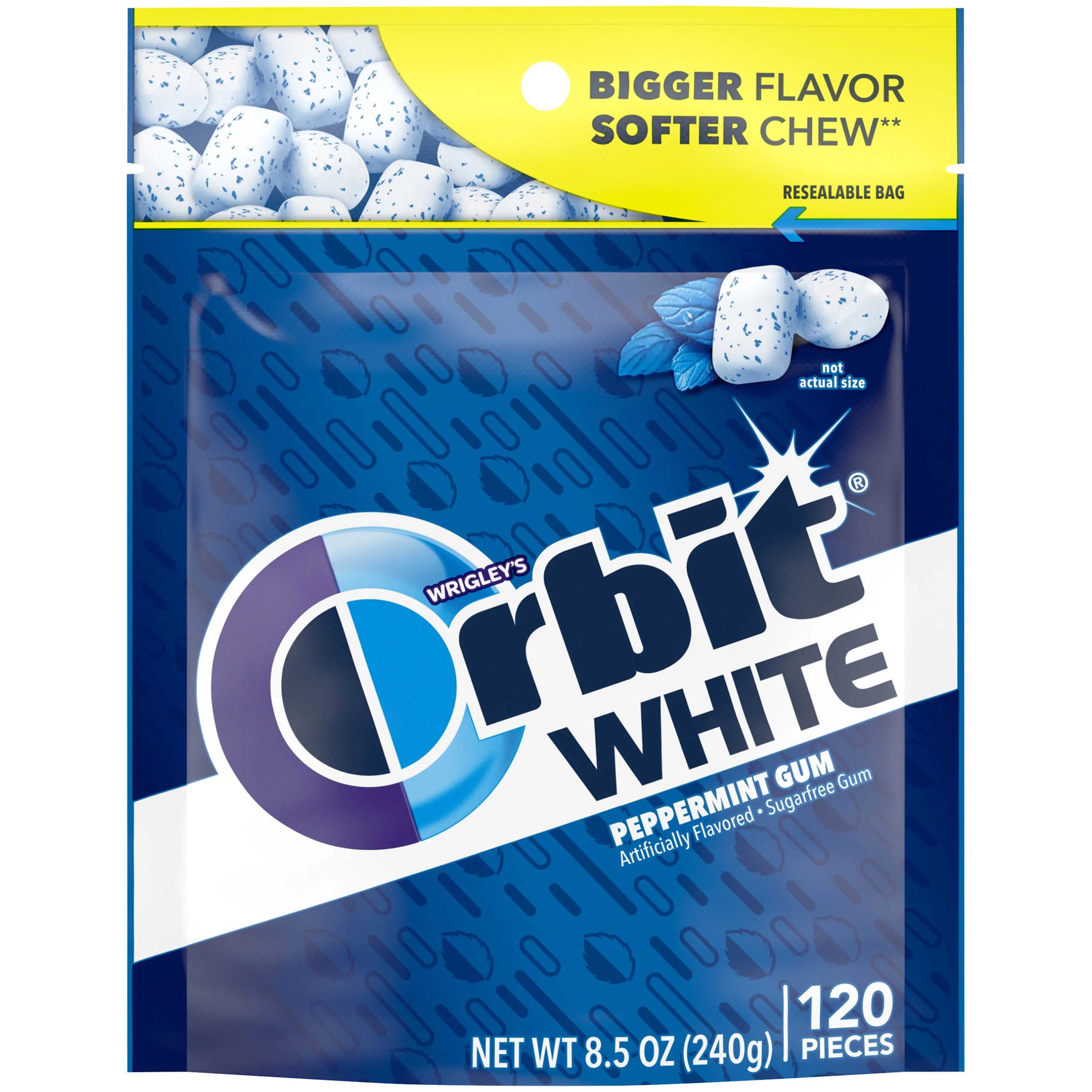 Orbit White Peppermint Sugar Free Chewing Gum, Value Pack - 120 ct Bag