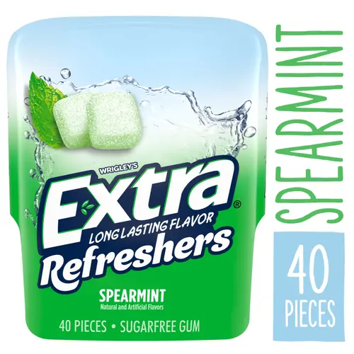 Extra Refreshers Spearmint Sugar Free Chewing Gum - 40 Pieces Bottle thumbnail 2