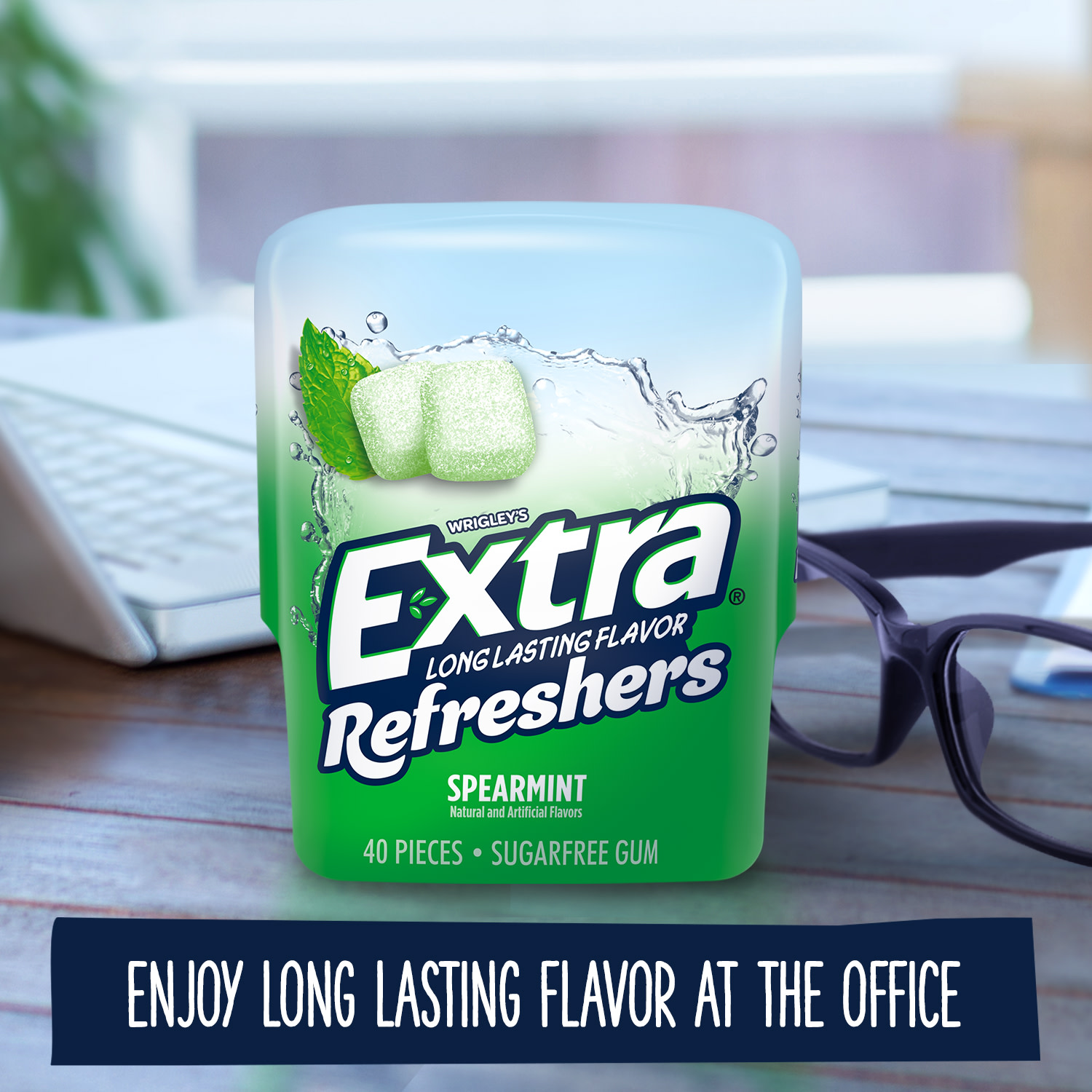 Extra Refreshers Spearmint Sugar Free Chewing Gum - 40 Pieces Bottle thumbnail 4