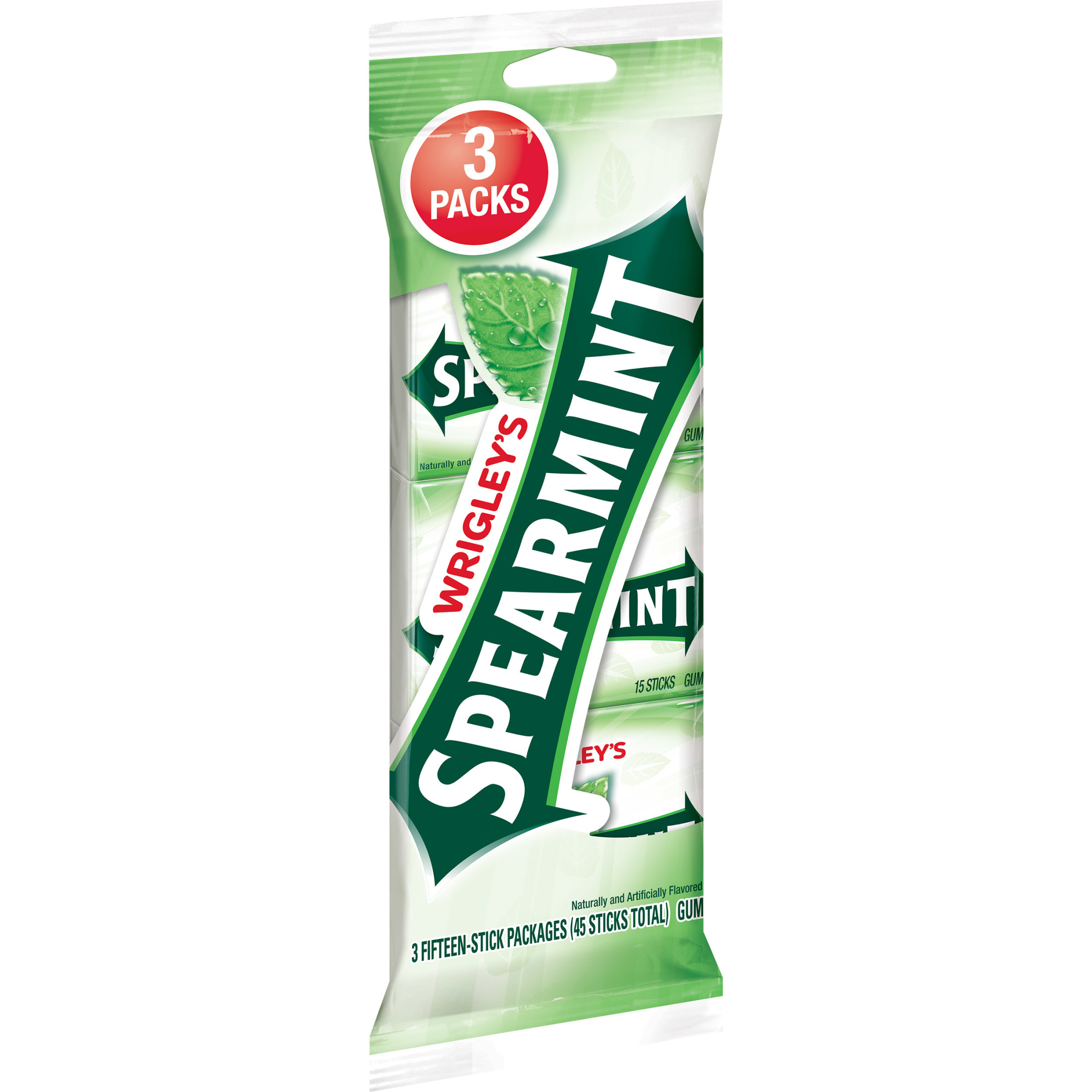 Wrigley's Spearmint Chewing Gum Bulk Pack - 15 Stick (Pack of 3, 45 Piece Count)