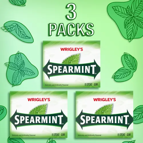 Wrigley's Spearmint Chewing Gum Bulk Pack - 15 Stick (Pack of 3, 45 Piece Count) thumbnail 3