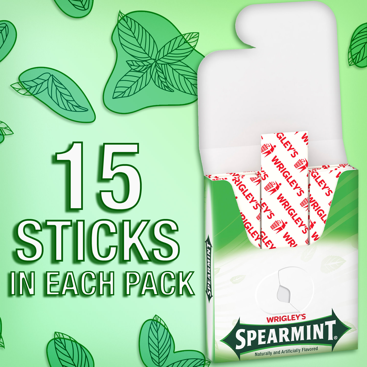 Wrigley's Spearmint Chewing Gum Bulk Pack - 15 Stick (Pack of 3, 45 Piece Count) thumbnail 4