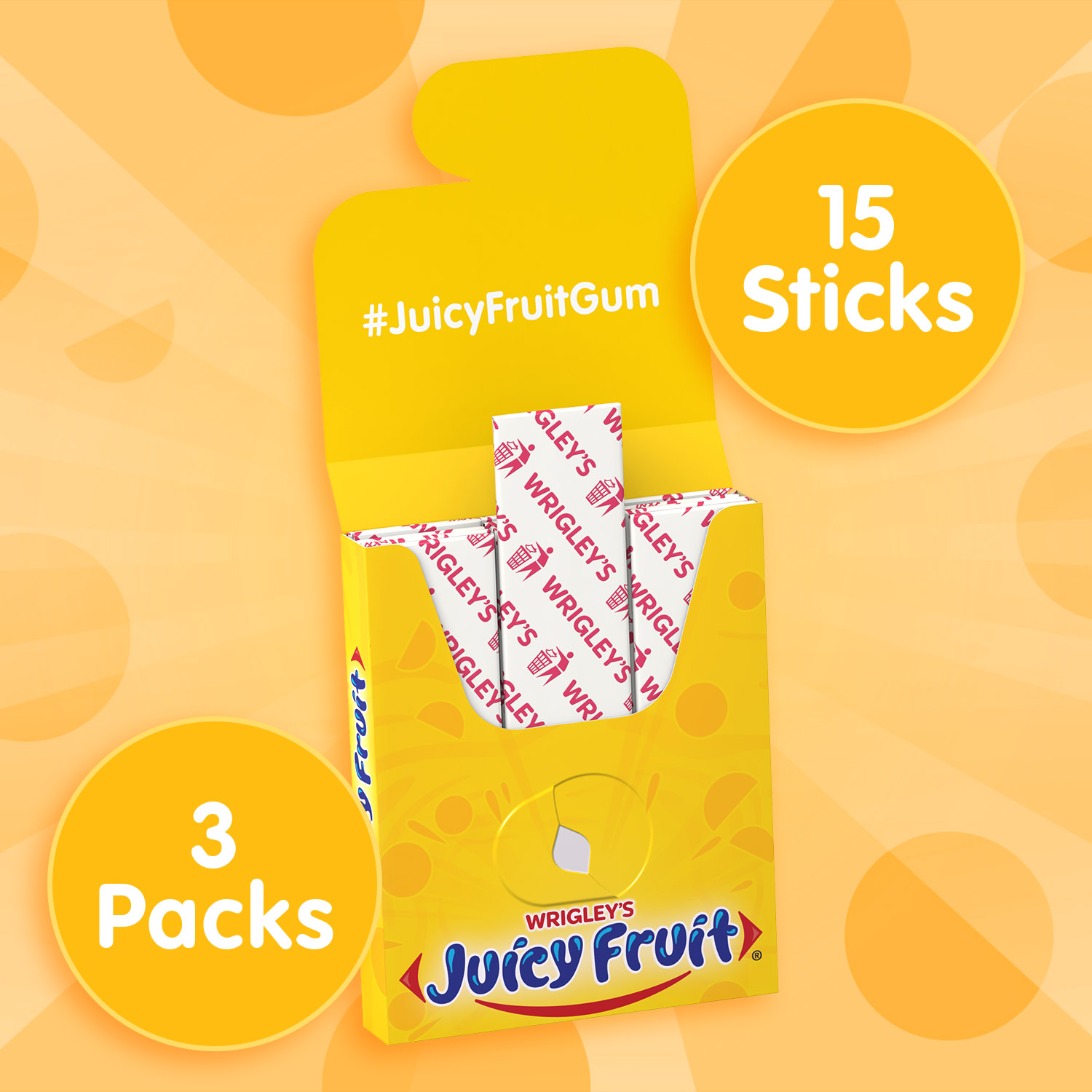 Juicy Fruit Chewing Gum, Value Pack - 15 Count (3 Pack - 45 Total Pieces) thumbnail 3