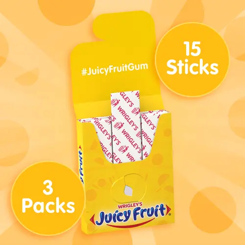 Juicy Fruit Chewing Gum, Value Pack - 15 Count (3 Pack - 45 Total Pieces) thumbnail 3