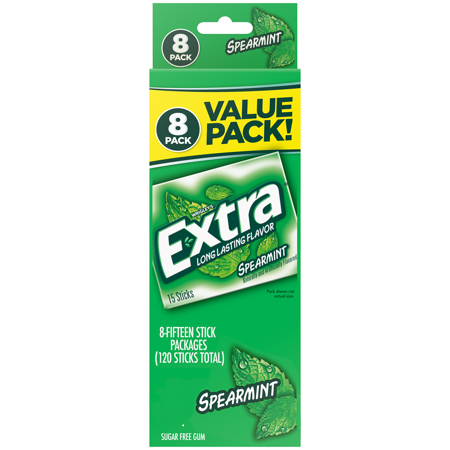 Extra Spearmint Sugar Free Chewing Gum - 15 ct (8 Pack)