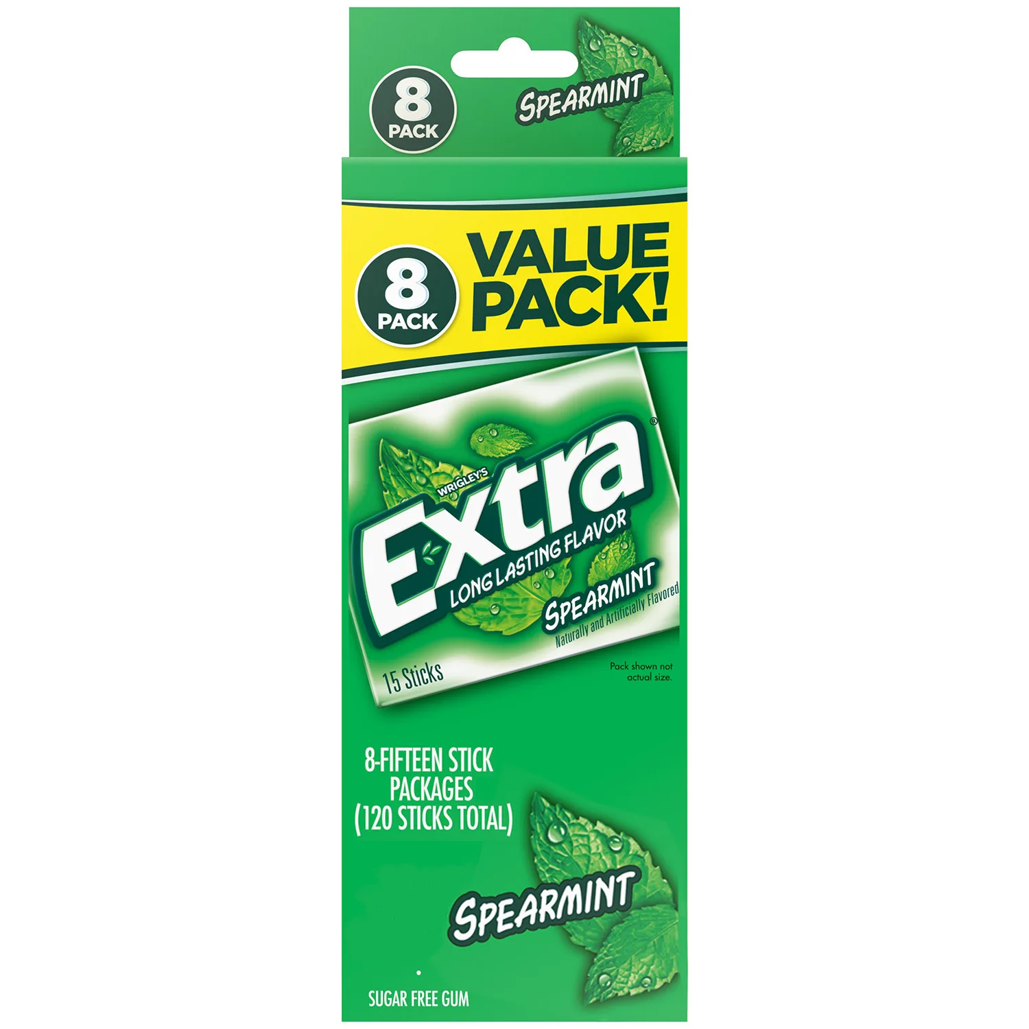 Extra Spearmint Sugar Free Chewing Gum - 15 ct (8 Pack)