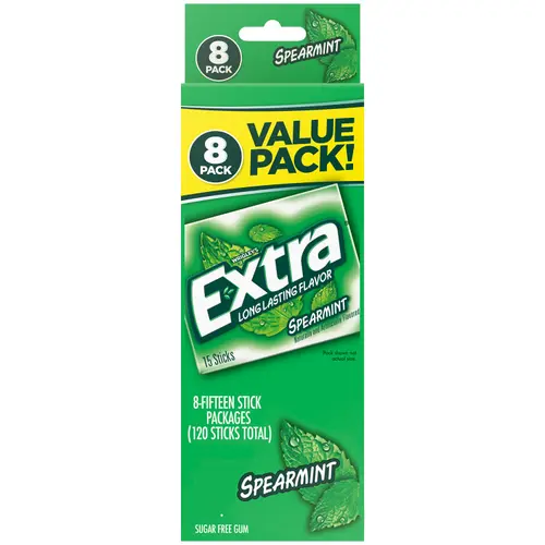 Extra Spearmint Sugar Free Chewing Gum - 15 ct (8 Pack)