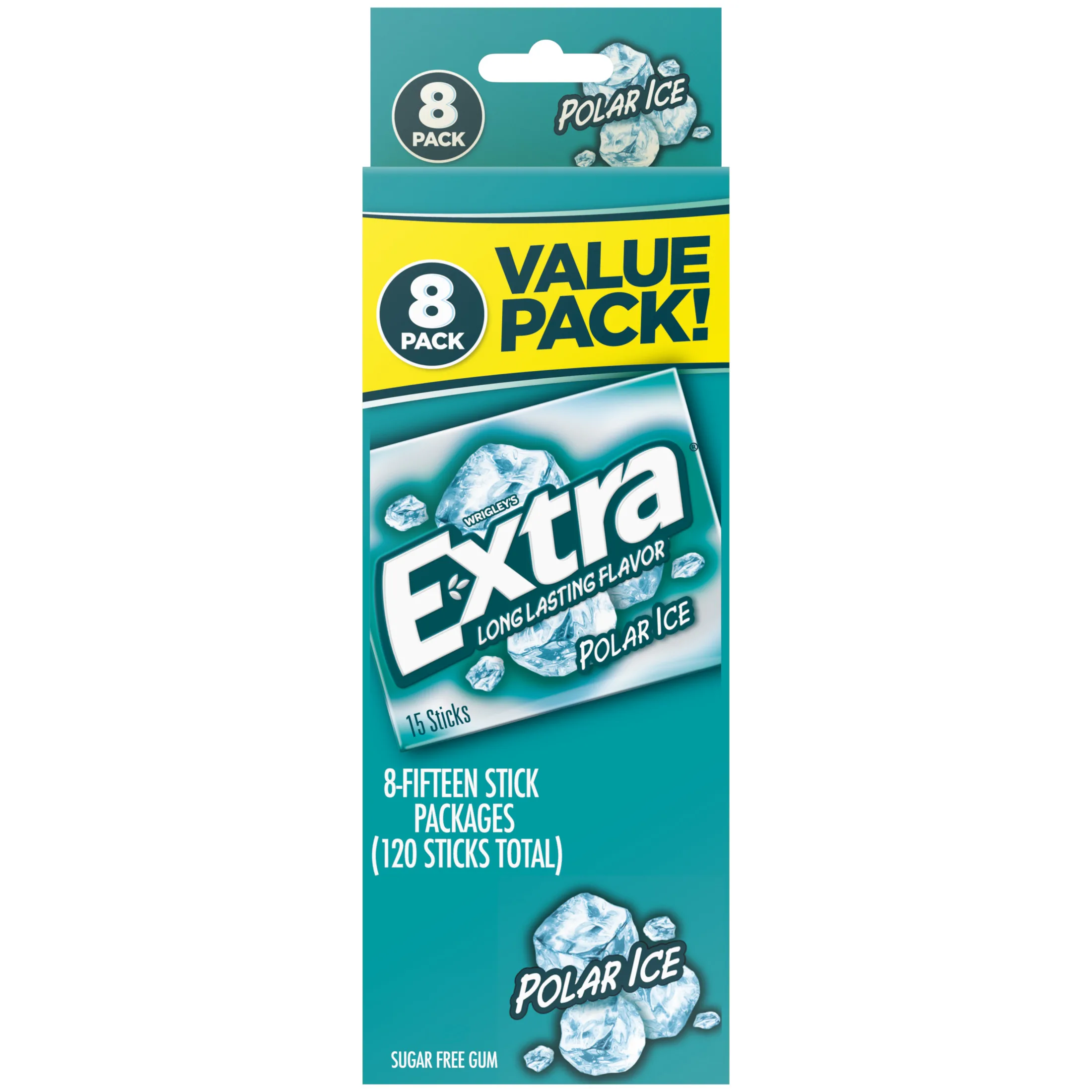 Extra Polar Ice Sugar Free Chewing Gum Bulk - 15 Count (8 Pack)
