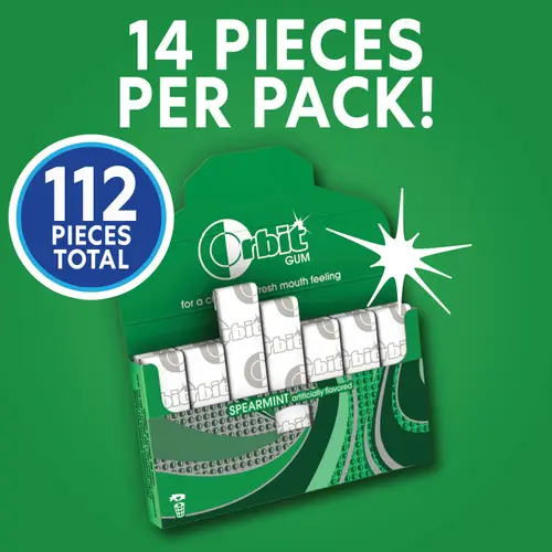 Orbit Spearmint Sugar Free Chewing Gum Bulk Pack- 14 Piece (Pack of 8 - 112 Total Pieces) thumbnail 3