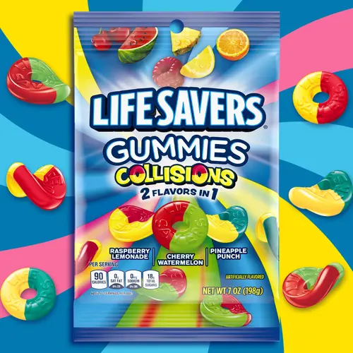 Life Savers Gummies Collisions Gummy Candy Fruit Mix - 7 oz Bag thumbnail 2