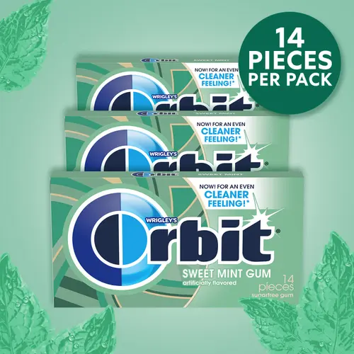 Orbit Sweet Mint Sugar Free Chewing Gum Travel Essentials - 3 Ct Pack thumbnail 3