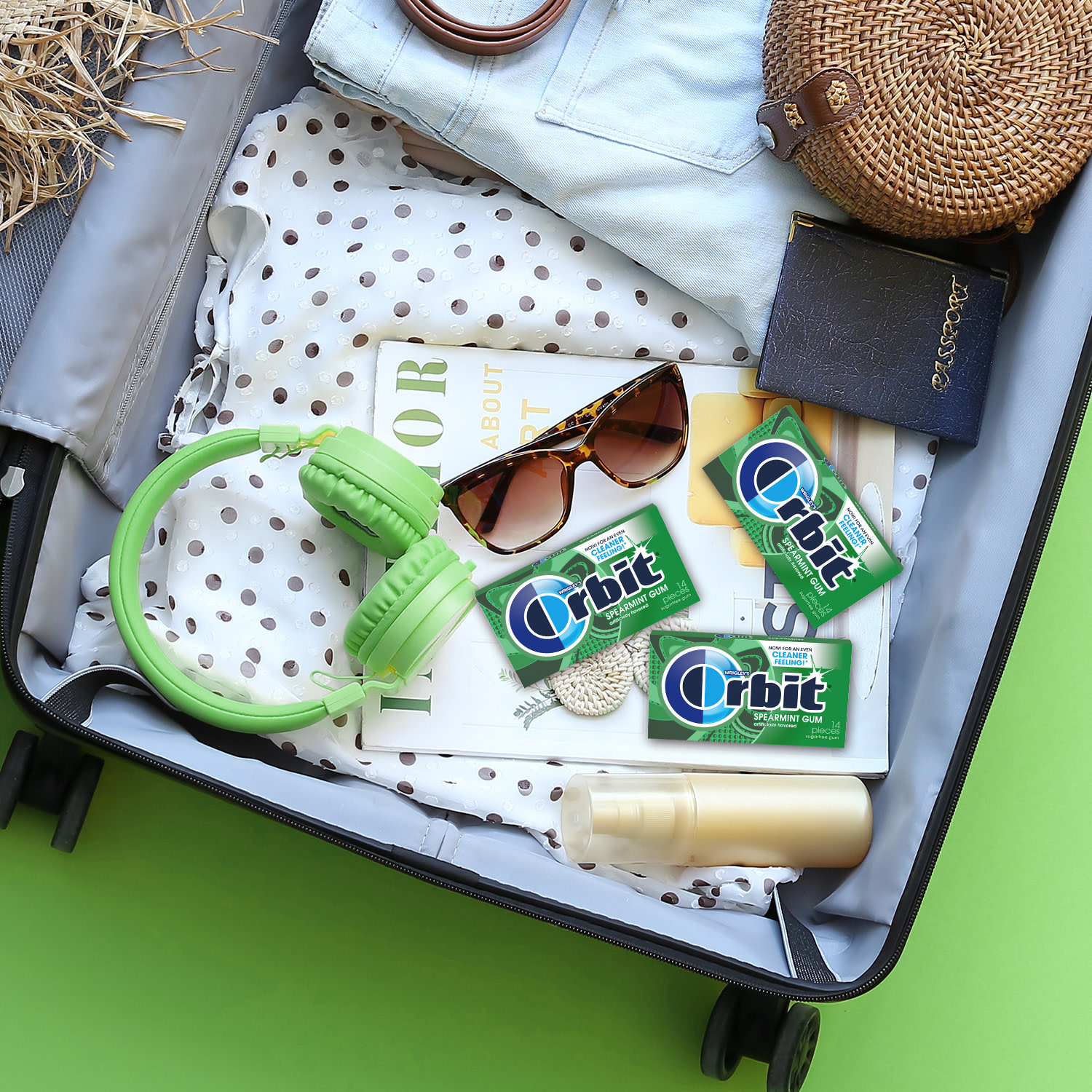 Orbit Spearmint Sugar Free Chewing Gum Travel Essentials - 3 Ct Pack thumbnail 3