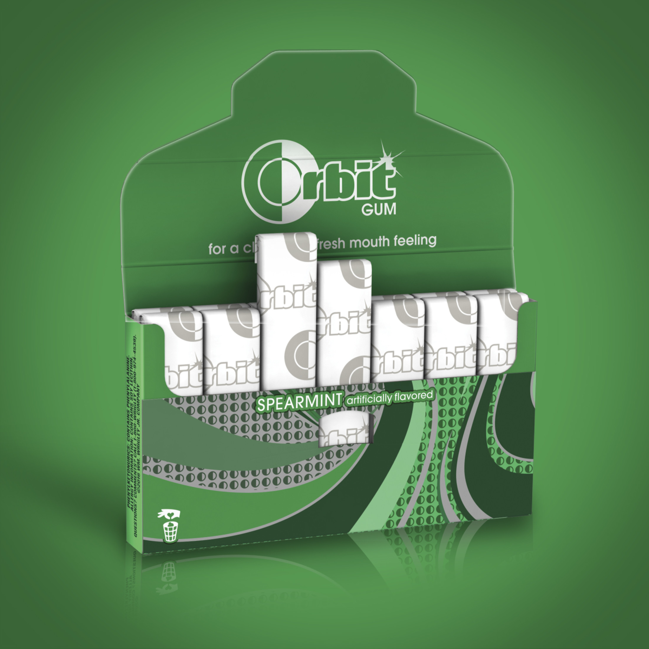 Orbit Spearmint Sugar Free Chewing Gum Travel Essentials - 3 Ct Pack thumbnail 4