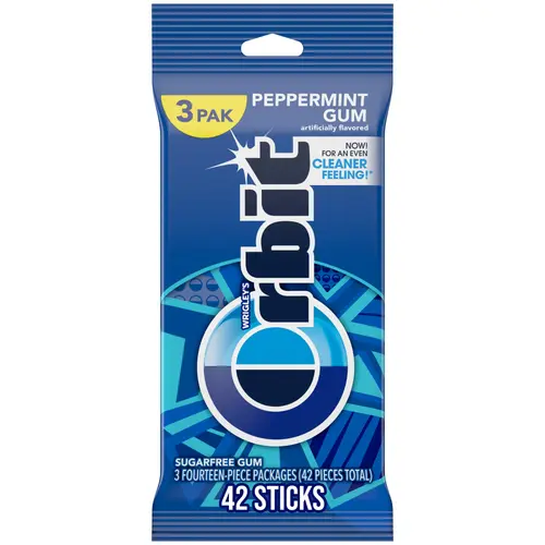 Orbit Peppermint Sugar Free Chewing Gum Travel Essentials - 3 Ct Pack thumbnail 2