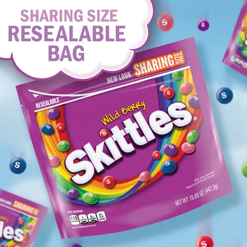 Skittles Wild Berry Summer Chewy Candy, Sharing Size - 15.6 oz Bag thumbnail 3