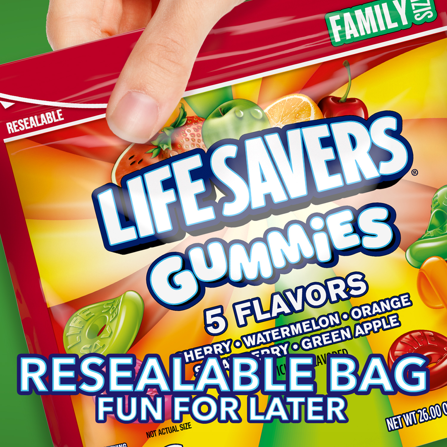 Life Savers Gummies 5 Flavors Gummy Summer Candy, Family Size - 26 oz Bag thumbnail 4