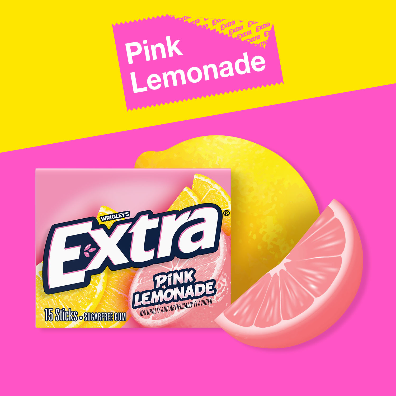 Extra Pink Lemonade Sugar Free Chewing Gum - 15 Sticks thumbnail 2