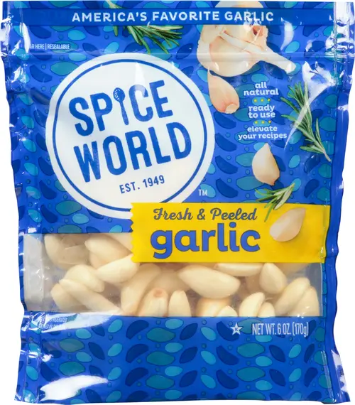 Spice World Fresh Peeled Garlic, 6 oz, Pouch