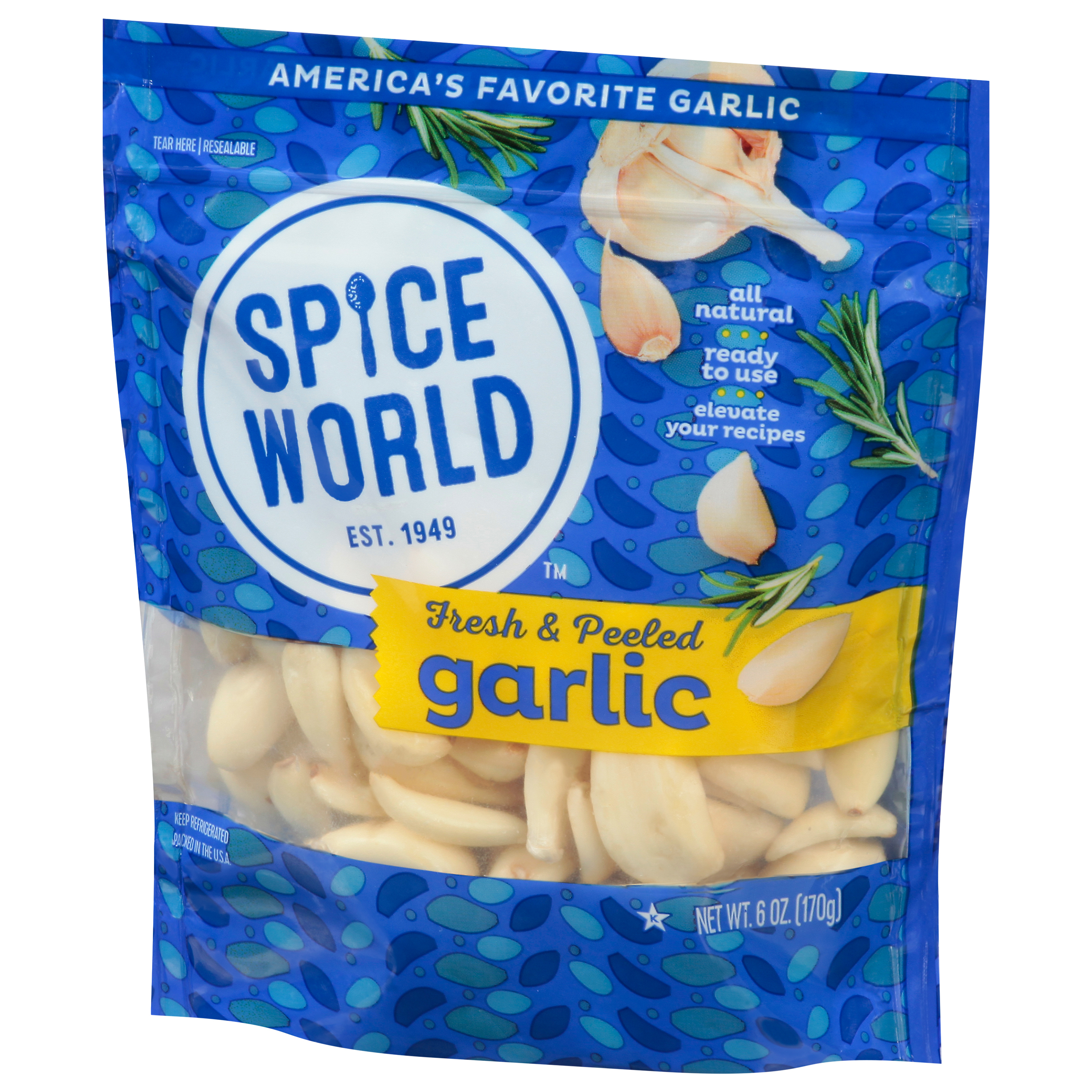Spice World Fresh Peeled Garlic, 6 oz, Pouch thumbnail 3